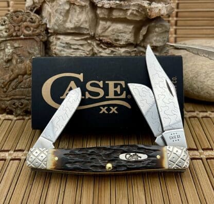 large stockman knife - case xx hand fired peachseed amber