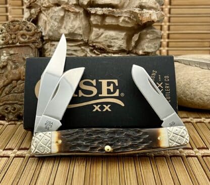 Large Stockman Knife – Case XX Custom Peachseed Amber Bone with Engraved Bolsters & Filework - Image 4