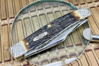 Large Stockman Knife – Case XX Custom Peachseed Amber Bone with Engraved Bolsters & Filework - Image 2