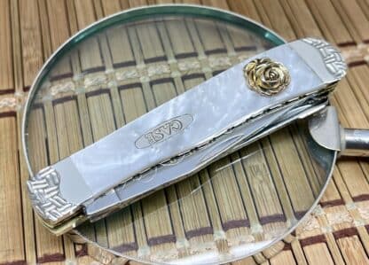 Case Custom Golden Rose Trapper Knife – White Mica Pearl | #1 of 1 - Image 2