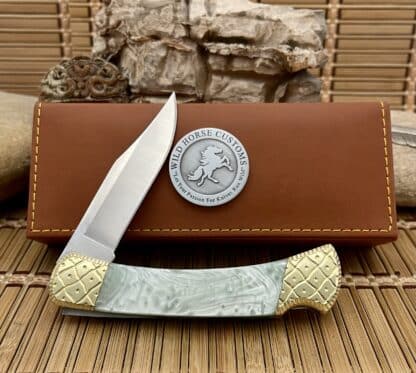 Buck 110 Wild Horse Emerald Knife – Mica Pearl Lockback | 1 of 1 by J. Kidd - Image 4