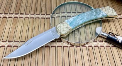 Buck 110 Wild Horse Emerald Knife – Mica Pearl Lockback | 1 of 1 by J. Kidd - Image 2