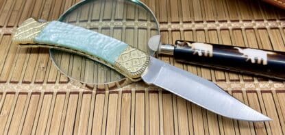 Buck 110 Wild Horse Emerald Knife – Mica Pearl Lockback | 1 of 1 by J. Kidd - Image 3