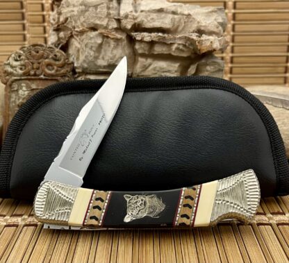 Buck 110 Painted Pony PROTOTYPE – Ebony & Mammoth Ivory Jaguar | Hand Engraved - Image 5