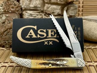 Case XX Custom Scrolled Bone Stag Fishing Knife