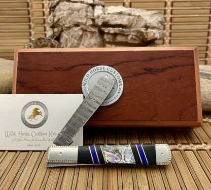 Case XX Wild Horse Custom Damascus Razor Barlow – Abalone, Onyx & Agate Inlay (#1 of 5) - Image 4