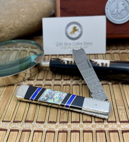 Case XX Wild Horse Custom Damascus Razor Barlow – Abalone, Onyx & Agate Inlay (#1 of 5) - Image 2