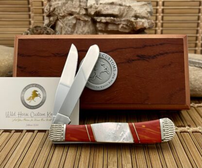 Case XX Wild Horse Mother of Pearl & Red Spiny Custom Trapper Knife #1 of 5 - Image 4