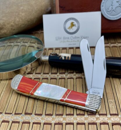 Case XX Wild Horse Mother of Pearl & Red Spiny Custom Trapper Knife #1 of 5 - Image 2