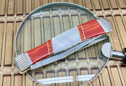 Case XX Wild Horse Mother of Pearl & Red Spiny Custom Trapper Knife #1 of 5 - Image 3