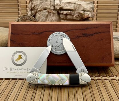 Wild Horse Custom Canoe Knife - Vintage mother of pearl