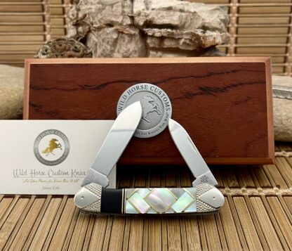 Wild Horse Custom Canoe Knife – Vintage Pearl & Onyx | One of a Kind - Image 5