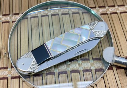 Wild Horse Custom Canoe Knife – Vintage Pearl & Onyx | One of a Kind - Image 3