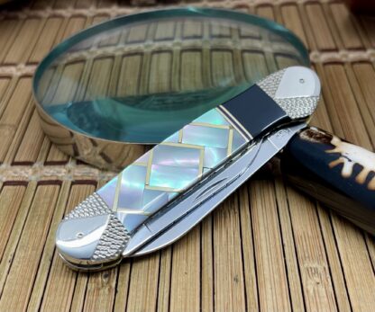 Wild Horse Custom Canoe Knife – Vintage Pearl & Onyx | One of a Kind - Image 4