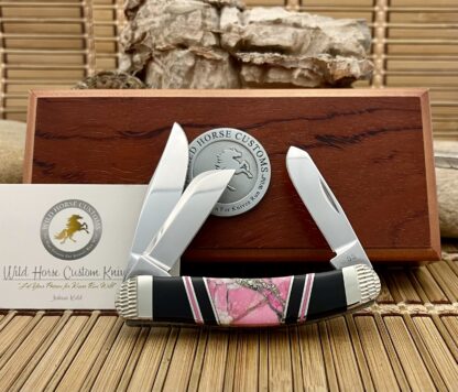 Wild Horse Custom Sowbelly Knife – Pink Turquoise, Pyrite & Onyx | One of a Kind - Image 4
