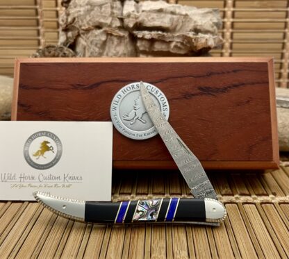 Wild Horse Custom Toothpick – Damascus & Paua Abalone
