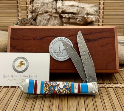 Wild Horse Damascus Trapper – Turquoise & Coral | #2 of 5