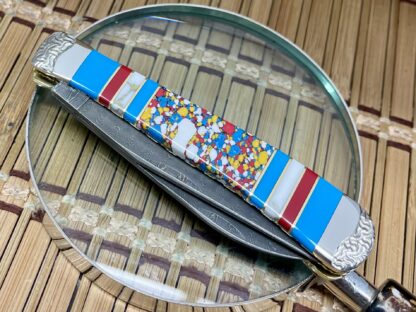 Wild Horse Damascus Trapper Knife – Multi-Turquoise & Coral | #2 of 5 - Image 3