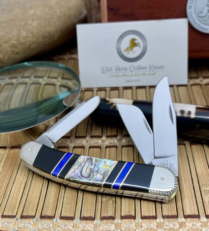 Wild Horse Abalone Sowbelly Knife – River Agate & Onyx Inlays | #1 of 5 - Image 3