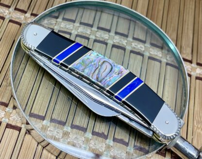Wild Horse Abalone Sowbelly Knife – River Agate & Onyx Inlays | #1 of 5 - Image 2