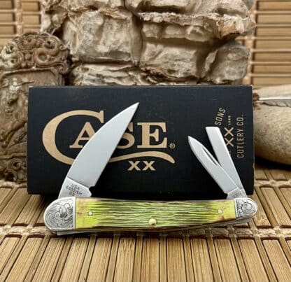 Case XX Don Rodgers Hand Fired Lime Green Seahorse Whittler – Scrolled Bolsters - Image 3