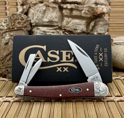 Case XX Custom Scrolled Dark Red Burlap Whittler Knife