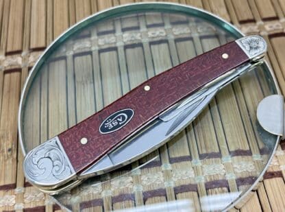 Striking Case XX Custom Scrolled Dark Red Burlap Whittler – 1-of-a-Kind Collector’s Knife - Image 2