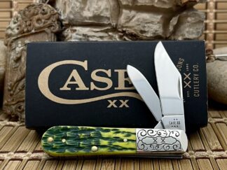 Case XX Custom Scrolled Green Apple Barlow Knife