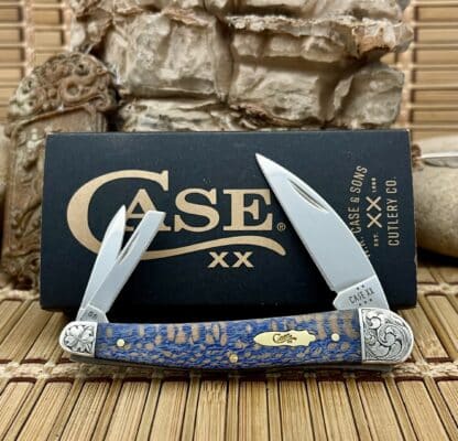 Case XX Custom Blue Sycamore Seahorse Whittler Knife