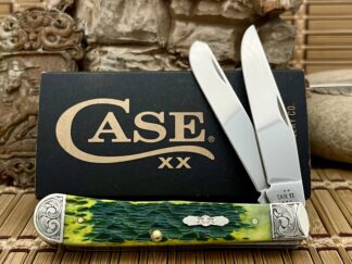 Case XX Custom Engraved Green Apple Trapper Knife