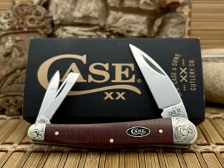Case XX Custom Dark Red Burlap Seahorse Whittler Knife