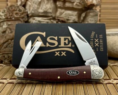 Case XX Custom Dark Red Burlap Seahorse Whittler Knife