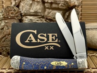 Case XX Custom Scrolled Blue Sycamore Trapper Knife