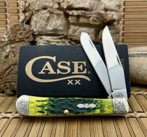 Case XX Custom Scrolled Green Apple Trapper Knife