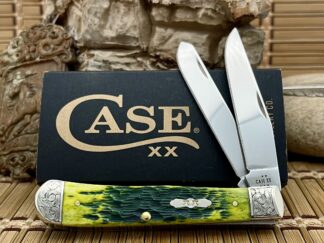 Case XX Custom Scrolled Green Apple Trapper Knife