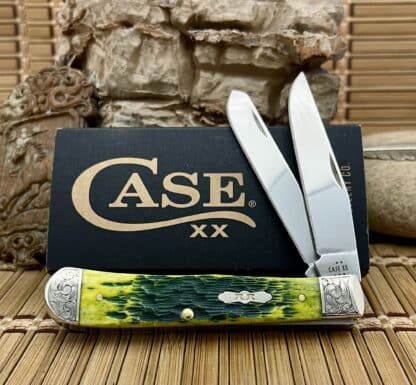 Case XX Custom Scrolled Green Apple Trapper Knife