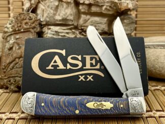Case XX Custom Engraved Blue Sycamore Trapper Knife