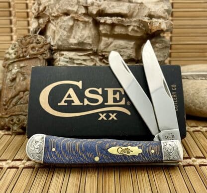 Case XX Custom Engraved Blue Sycamore Trapper Knife
