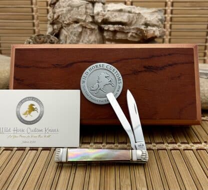 Brown Lip Pearl and Fossil Baby Doc – Case XX Wild Horse Custom Knife