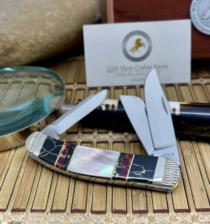 🔥 #1 of 3 – Wild Horse Custom Black Onyx Sowbelly Knife – Black Lip Pearl & Gold Vein Inlays - Image 2