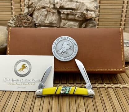 Yellow Spiny Small Congress Knife – #1 of 2 Abalone Inlay