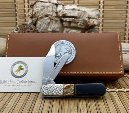 Case XX Wild Horse Custom Black Onyx and Mammoth Barlow Knife #1/1 - Image 5