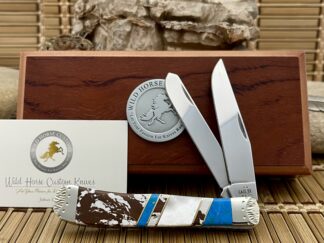 Case XX Wild Horse Custom Mother of Pearl & Brown and White Jasper Trapper Knife