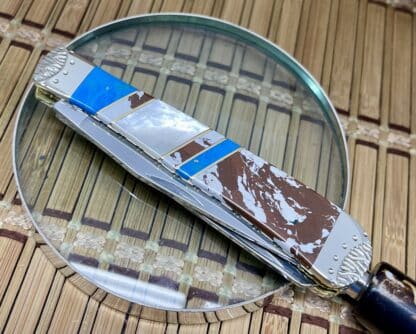 Wild Horse Custom Mother of Pearl & Brown and White Jasper Trapper Knife #1/2 - Image 3