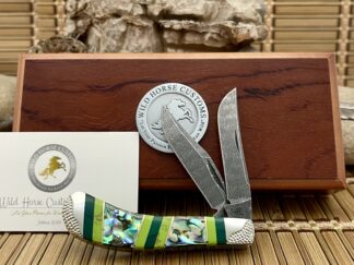 Case XX Wild Horse Custom Jade Damascus Saddlehorn Knife