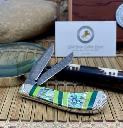 Case XX Wild Horse Custom Jade Damascus Saddlehorn Knife - Image 4
