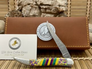 Turquoise & Spiny Damascus Medium Toothpick Knife – Wild Horse Custom