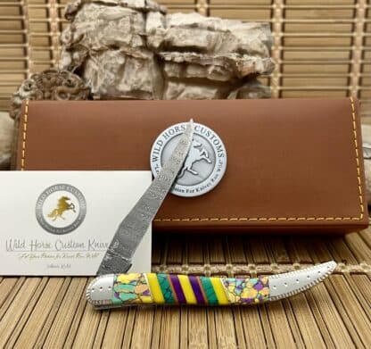 Case XX Wild Horse Custom Turquoise & Spiny Damascus Medium Toothpick Knife - Image 5