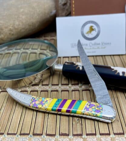 Case XX Wild Horse Custom Turquoise & Spiny Damascus Medium Toothpick Knife - Image 2