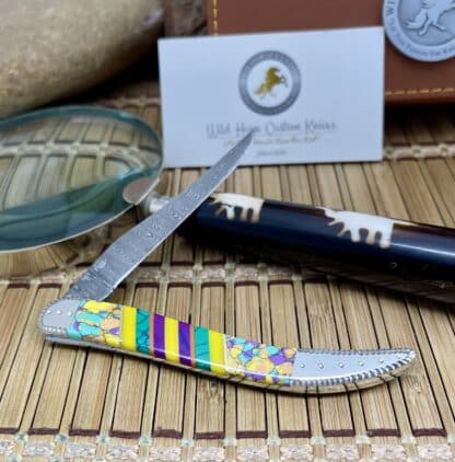 Case XX Wild Horse Custom Turquoise & Spiny Damascus Medium Toothpick Knife - Image 4